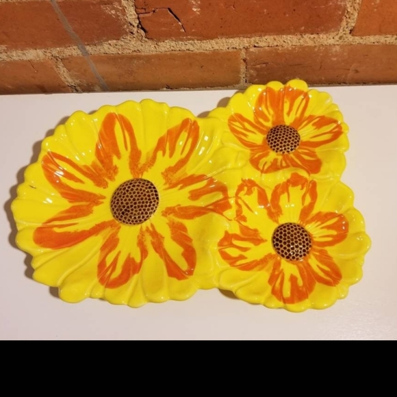 SANTA ANITA WEAR SUNFLOWER PLATTER VTG KITCHEN SERVEWEAR RETRO MCM CALIFORNIA - Picture 3 of 5